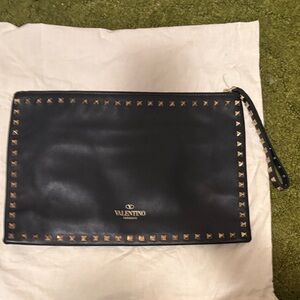 Valentino Black Pouch with Gold Stud Detailing